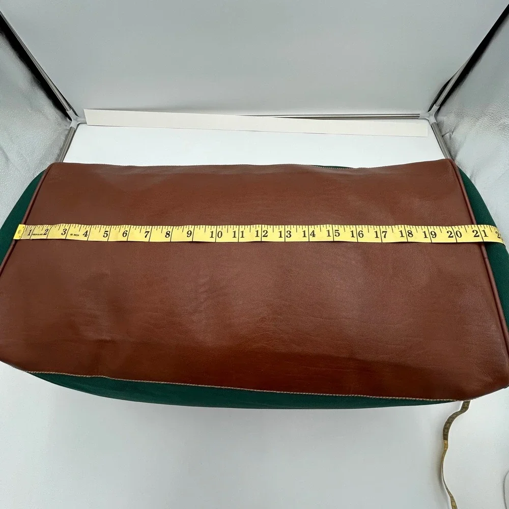 Polo Ralph Lauren Duffle Bag Green Canvas Weekend Travel Gym Pony Logo21x11